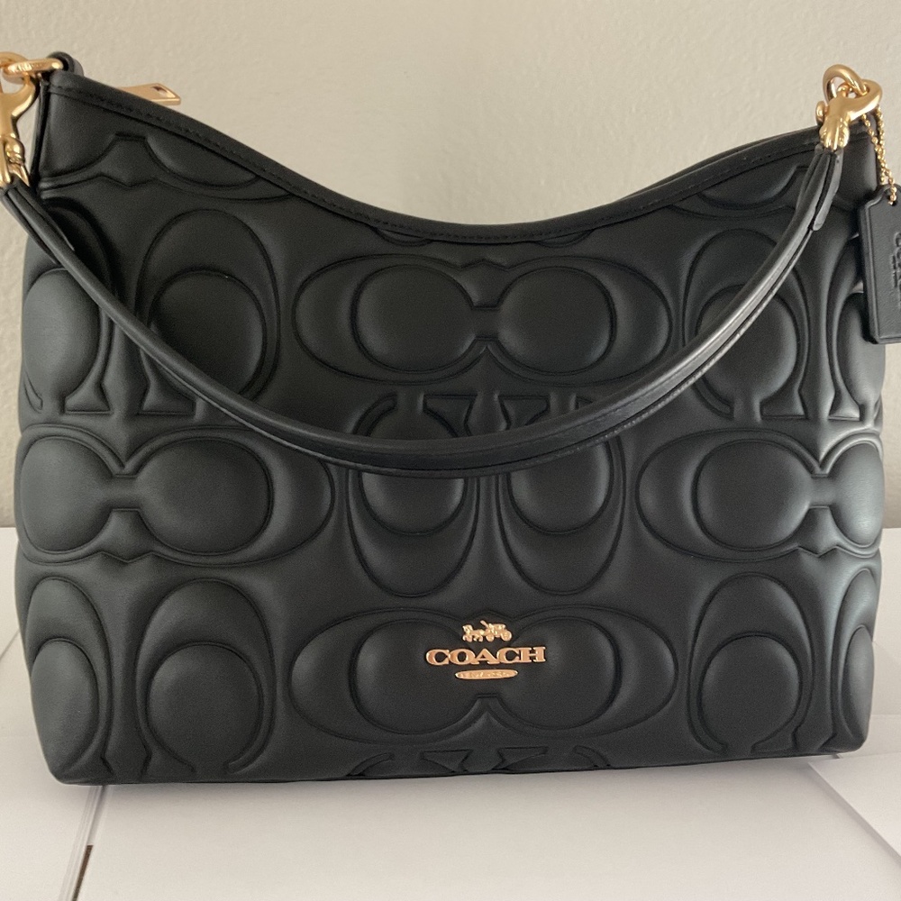 Coach Laurel Shoulder and Crossbody Bag in Signature Leather (embossed black)